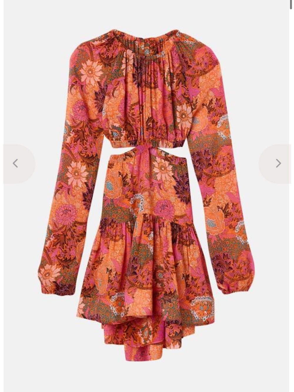 A.L.C. Izzy Pink & Orange Floral Cutout Long-Sleeve Mini Dress